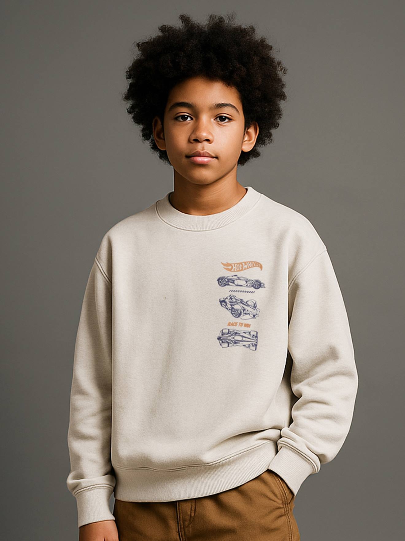 Mattel® HOT WHEELS sweater voor jongens gemêleerd beige