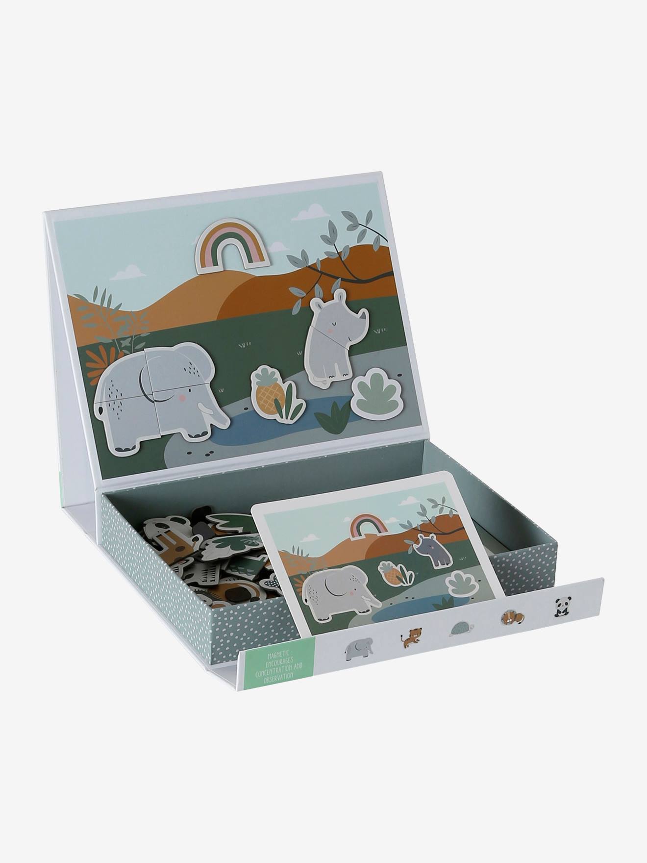 Doos met magnetische dieren TANZANIE geel afbeelding