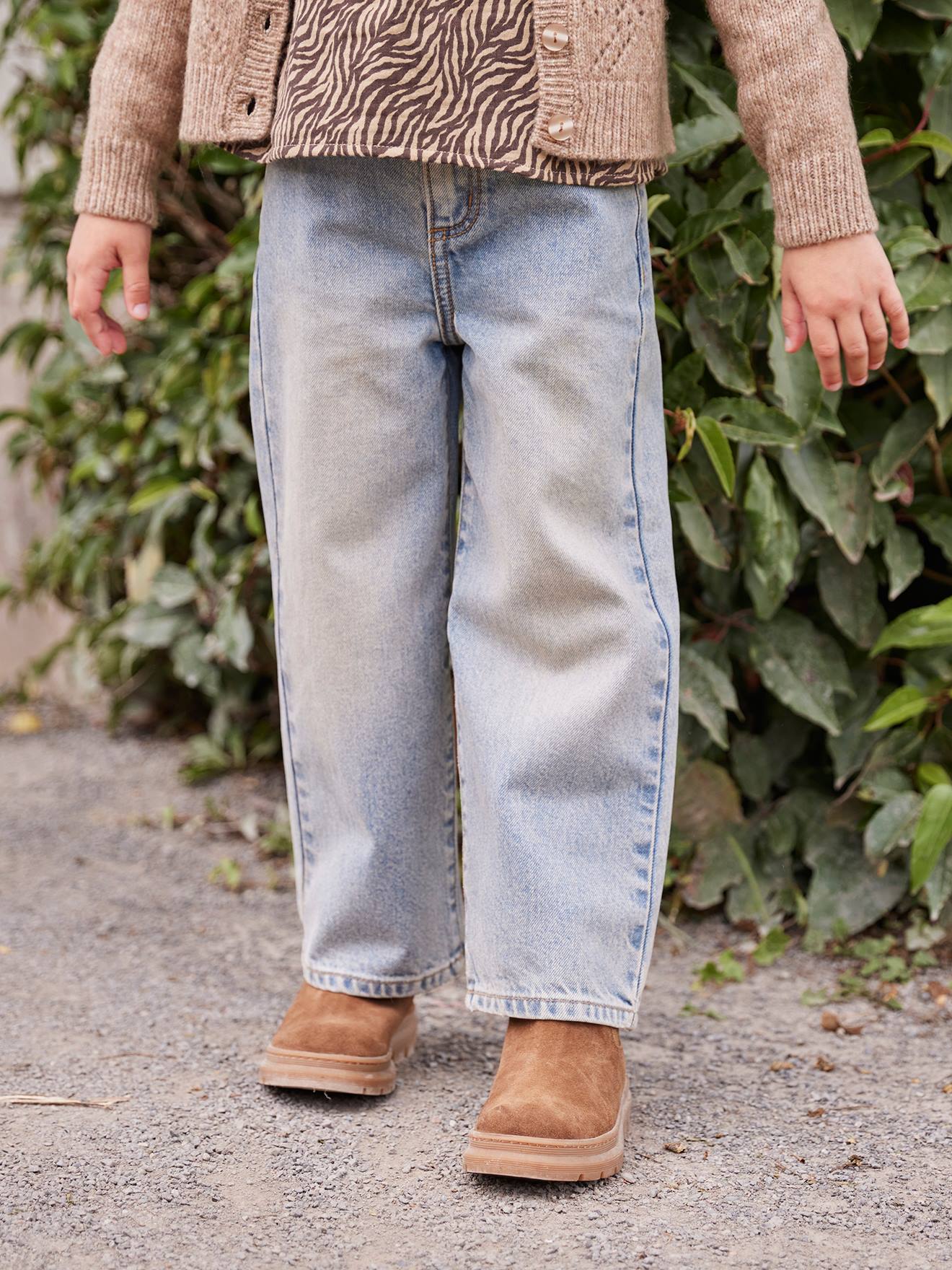 Wijde meisjesjeans middenblauw afbeelding