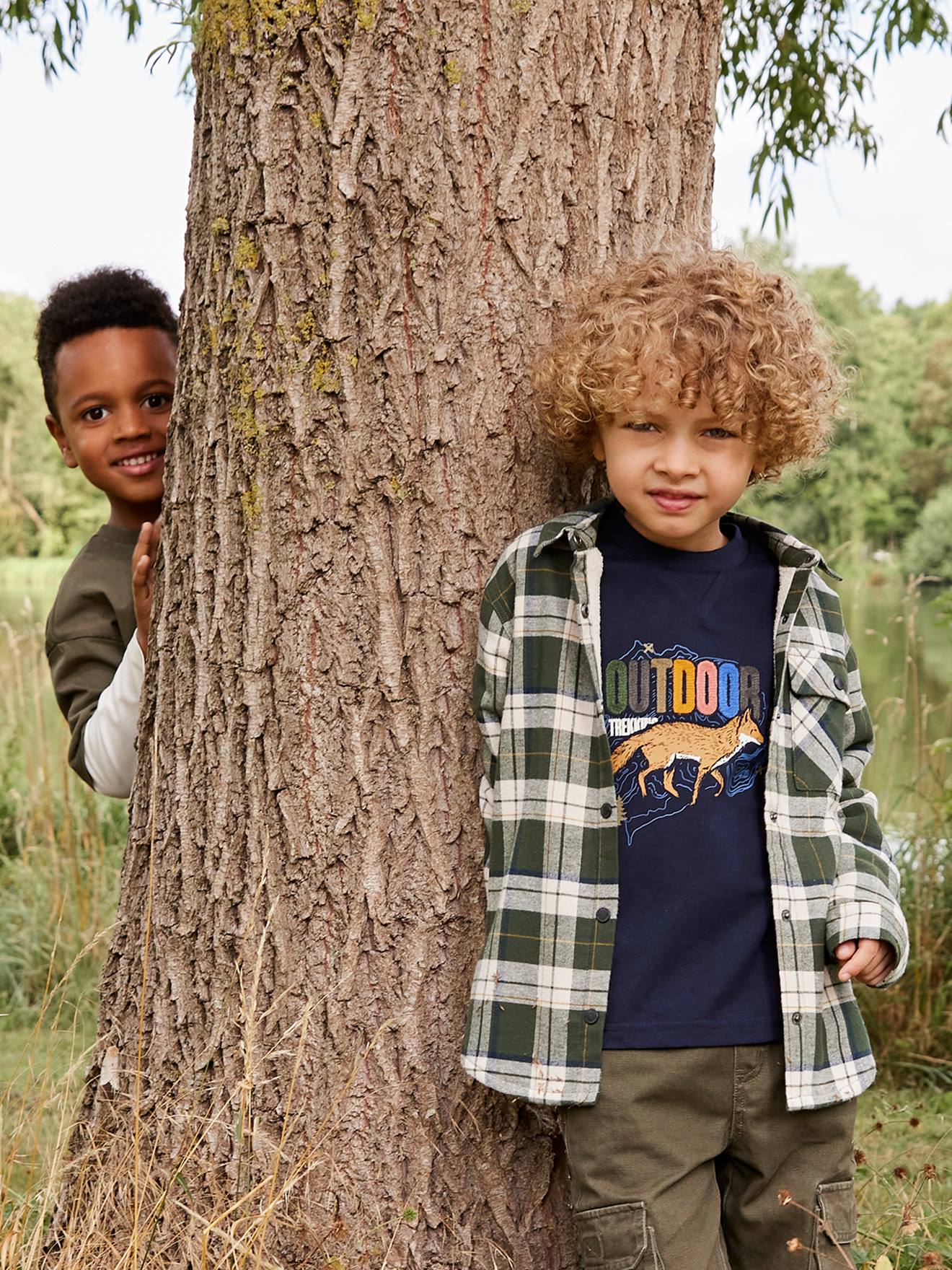 Geruit flanellen hemd GA gevoerd met Sherpa groen, geruit afbeelding
