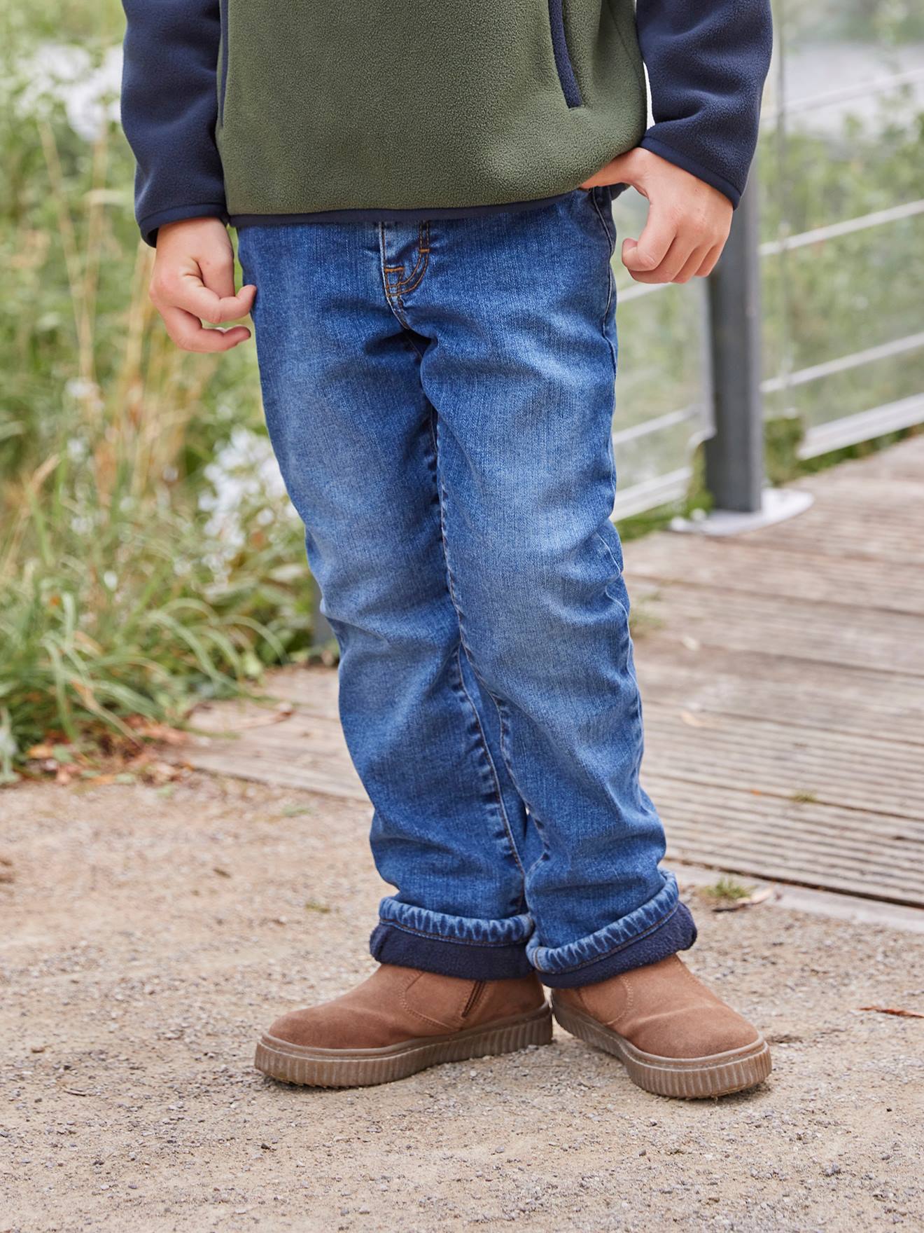 Denim jeans met fleecevoering voor jongens stone afbeelding