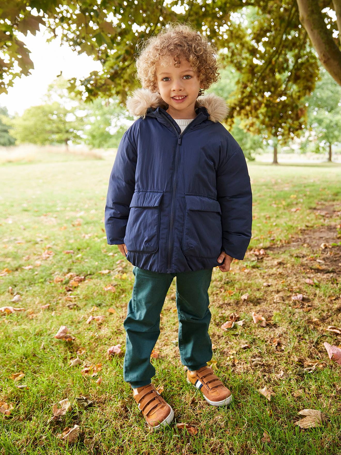 Parka sweater met capuchon voor jongens marineblauw afbeelding