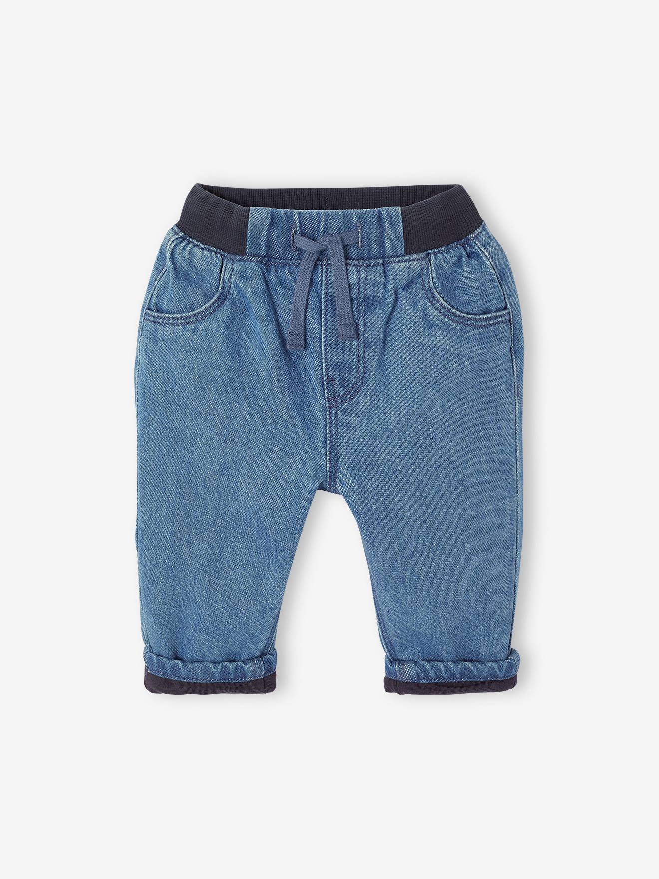 Jeans voor baby's met voering en elastische taille stone