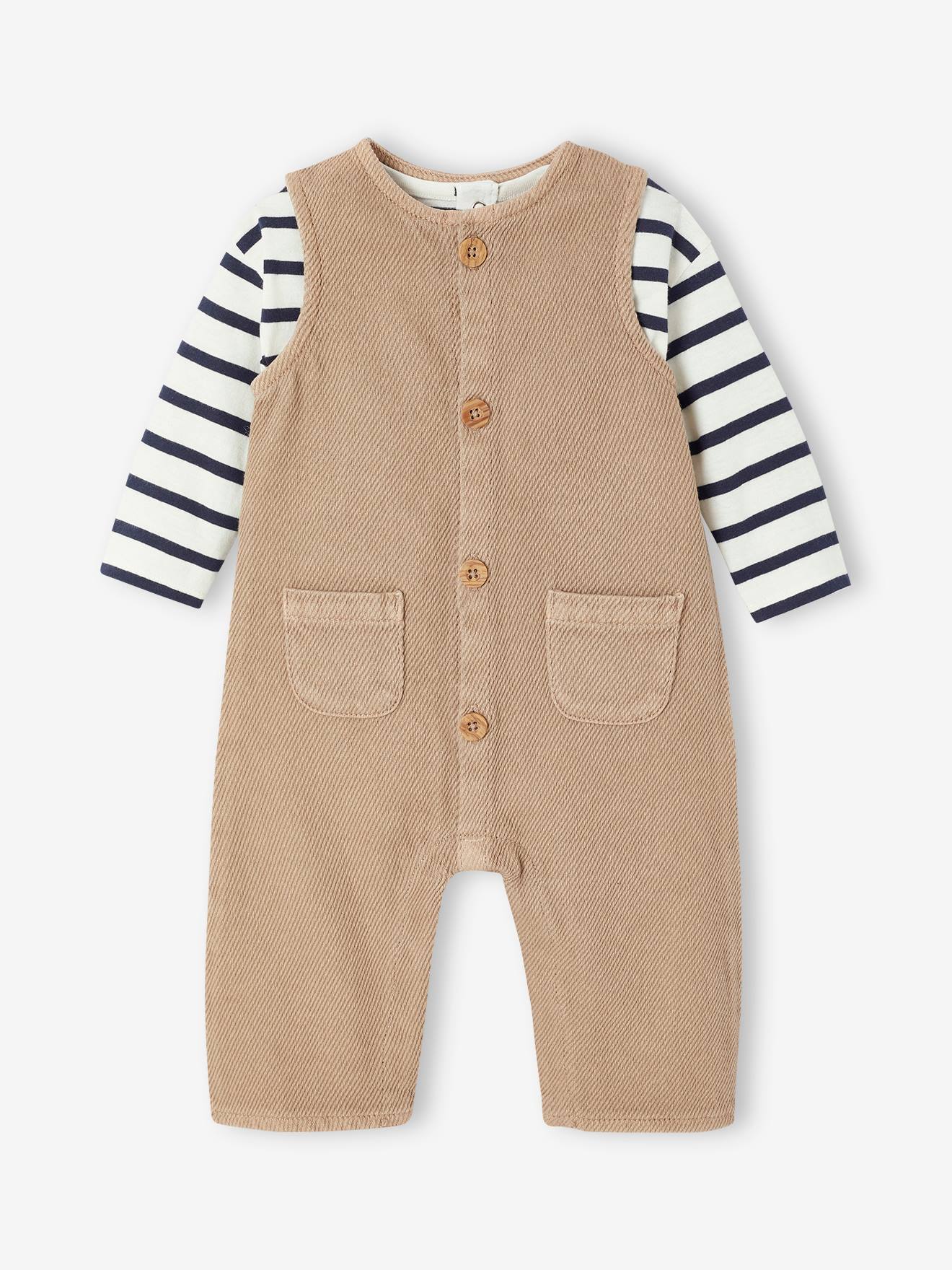 Set t-shirt + jumpsuit met strepen pecannoot afbeelding