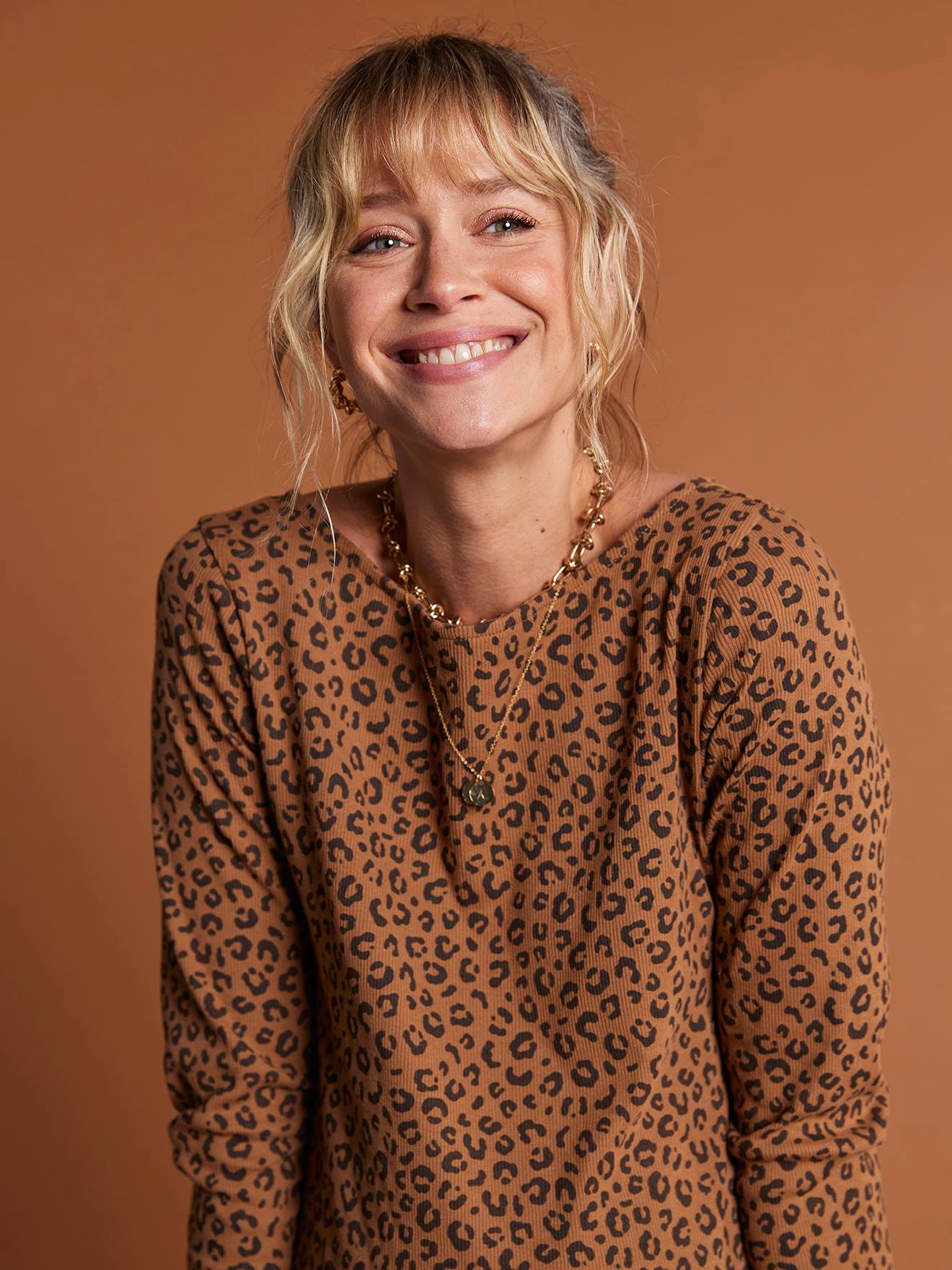 Zwangerschapsshirt met luipaardprint ENVIE DE FRAISE beige afbeelding