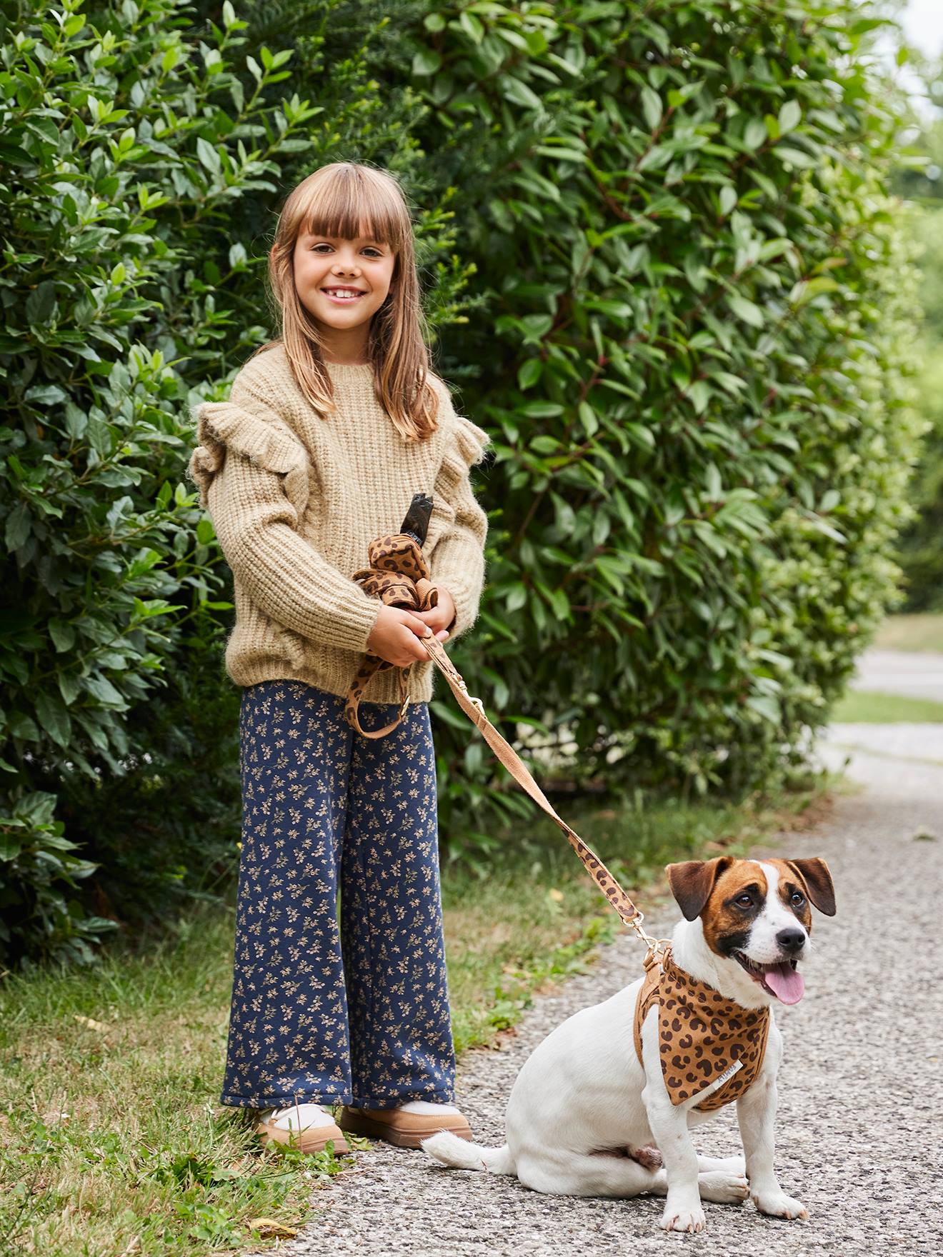 Wijde fleece legging voor meisjes marineblauw afbeelding