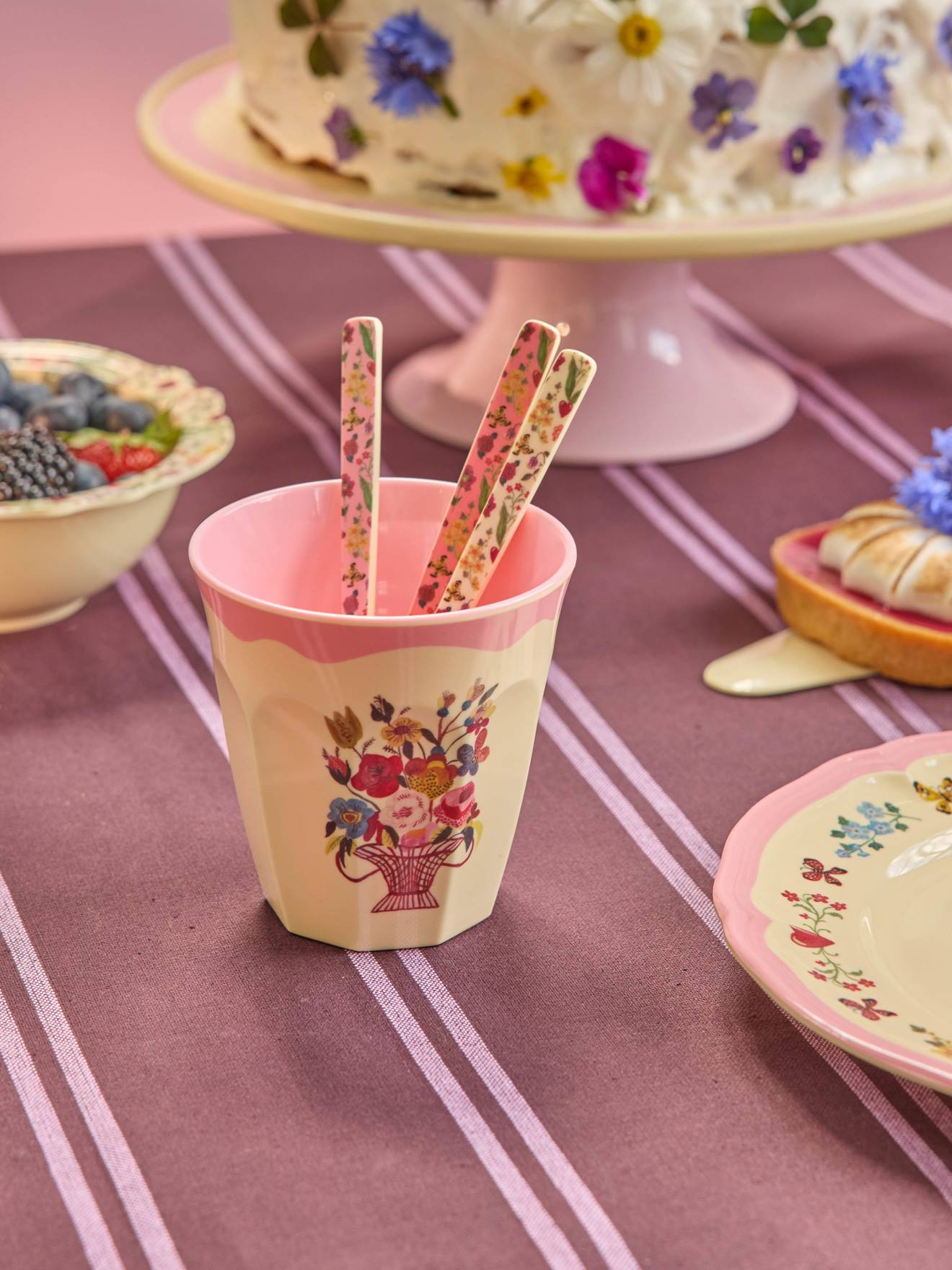 NATHALIE Lété kinderbeker 250 ml RICE Neon Pink fluoriserend roze