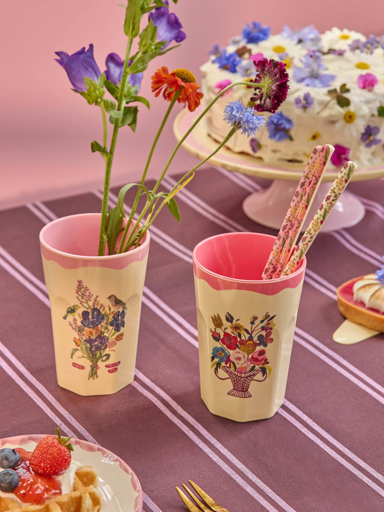 Set van 2 NATHALIE LÃ‰TÃ‰ kinderbekers 400 ml RICE geschenkset rozen