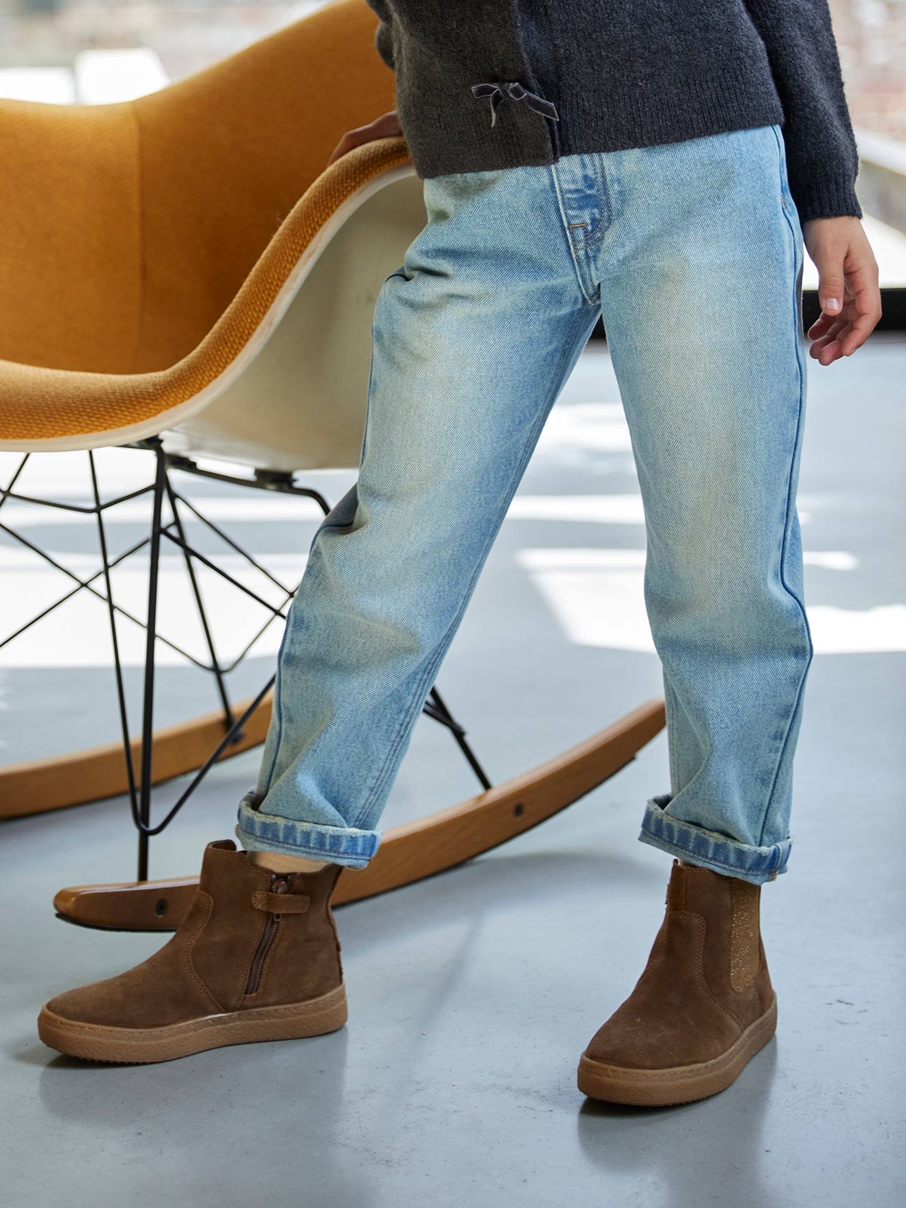 Mom jeans voor meisjes lichtblauw afbeelding