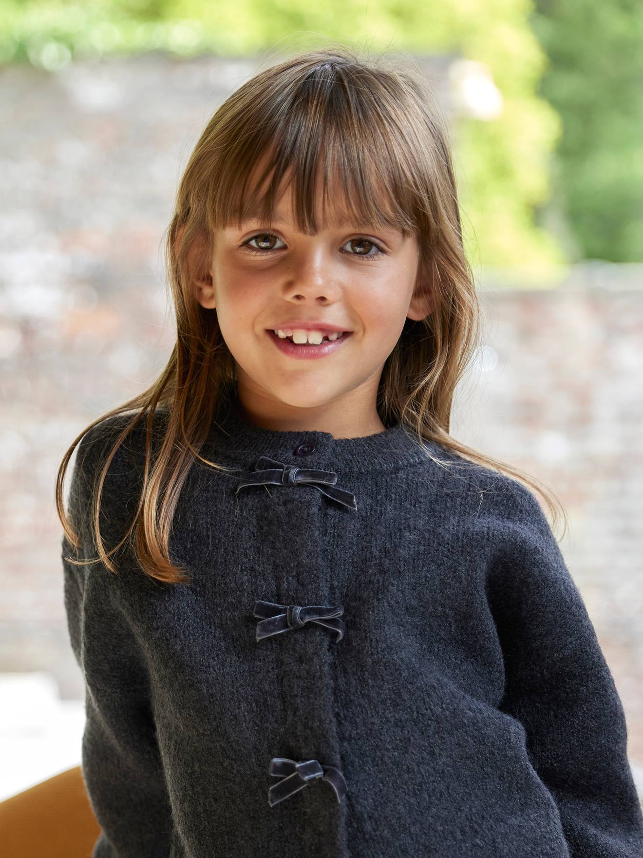 Fantasie vest voor meisjes met fluweel / velours met strik antraciet afbeelding