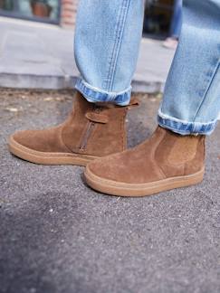 Schoenen-Meisje shoenen 23-38-Leren meisjeslaarzen met rits en elastiek