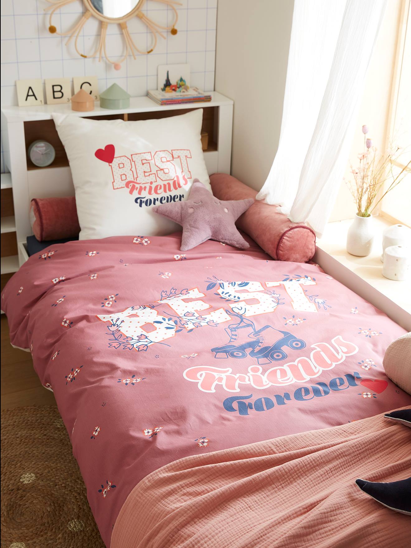 Set dekbedhoes + kussensloop kind BFF ecru afbeelding