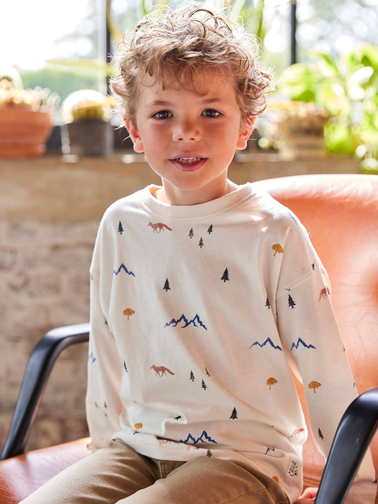 T-shirt met lange mouwen en print voor jongens wit, bedrukt afbeelding