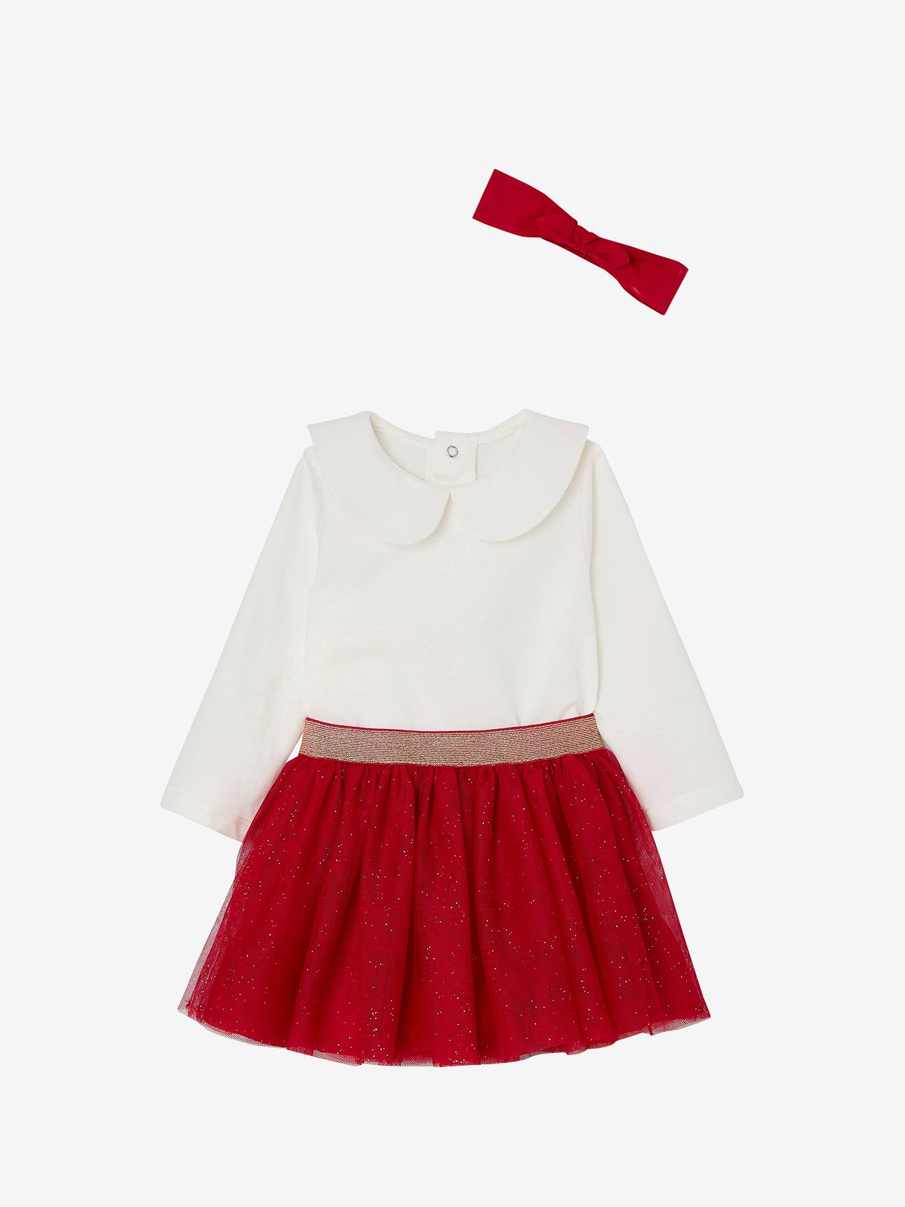 Babyset voor babymeisjes, t-shirt, rok, heupband, kerstcadeauset rood afbeelding