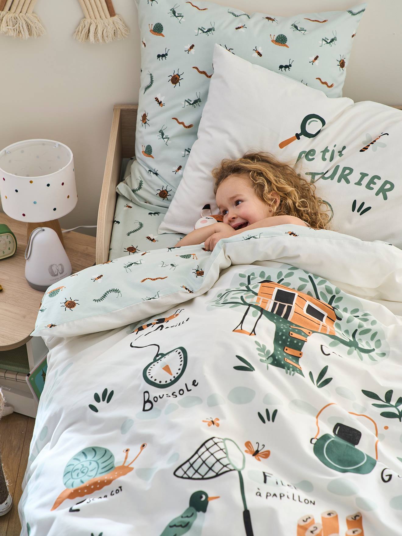Set dekbedovertrek + kussensloop voor kinderen MIJN HUT Oeko-Tex® grijsblauw afbeelding