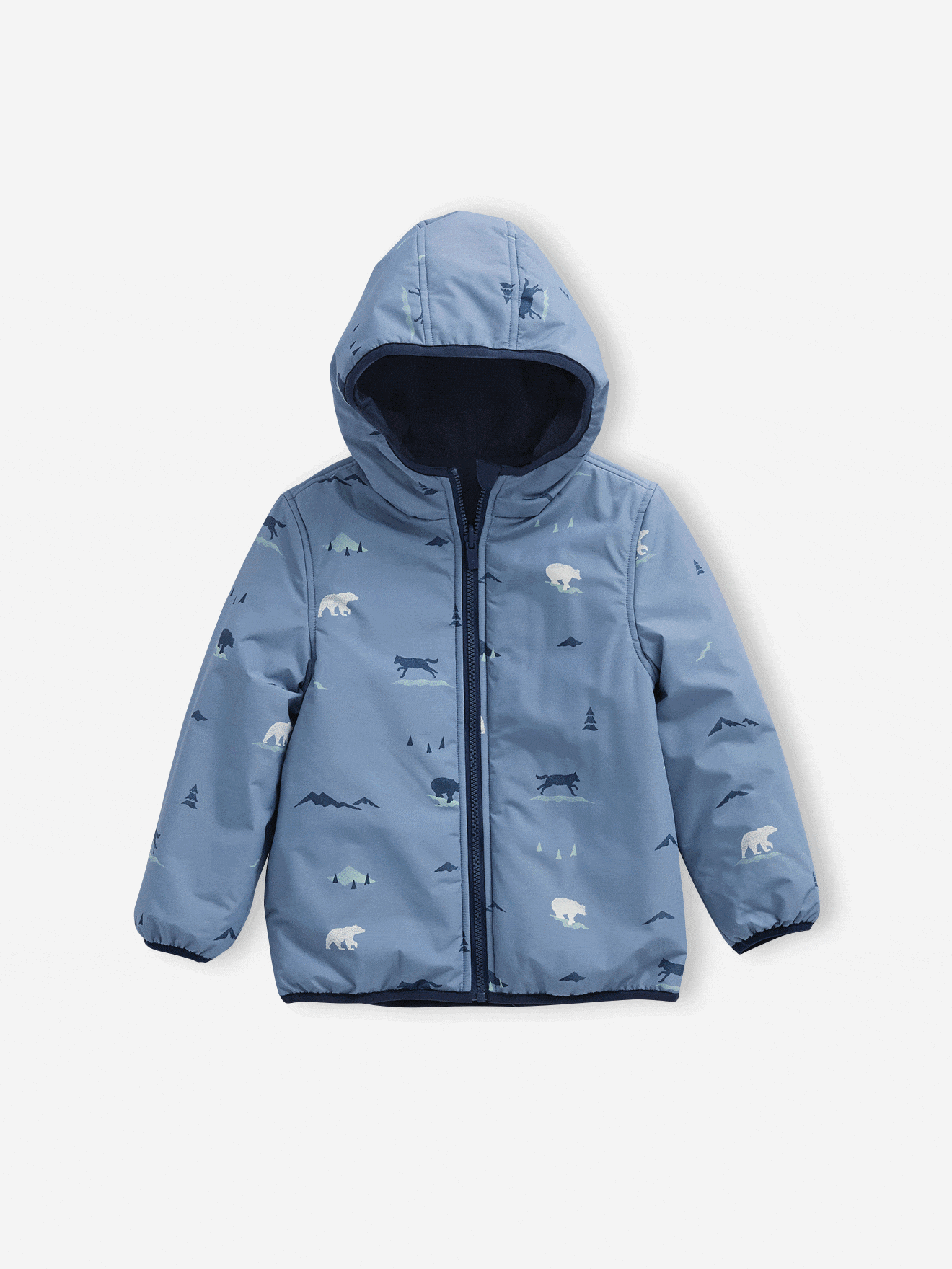 Licht omkeerbaar donsjack voor jongens grijsblauw afbeelding