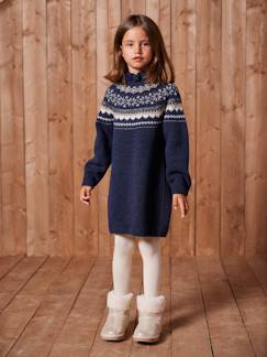 Jacquard jurk in tricot voor meisjes  - vertbaudet enfant