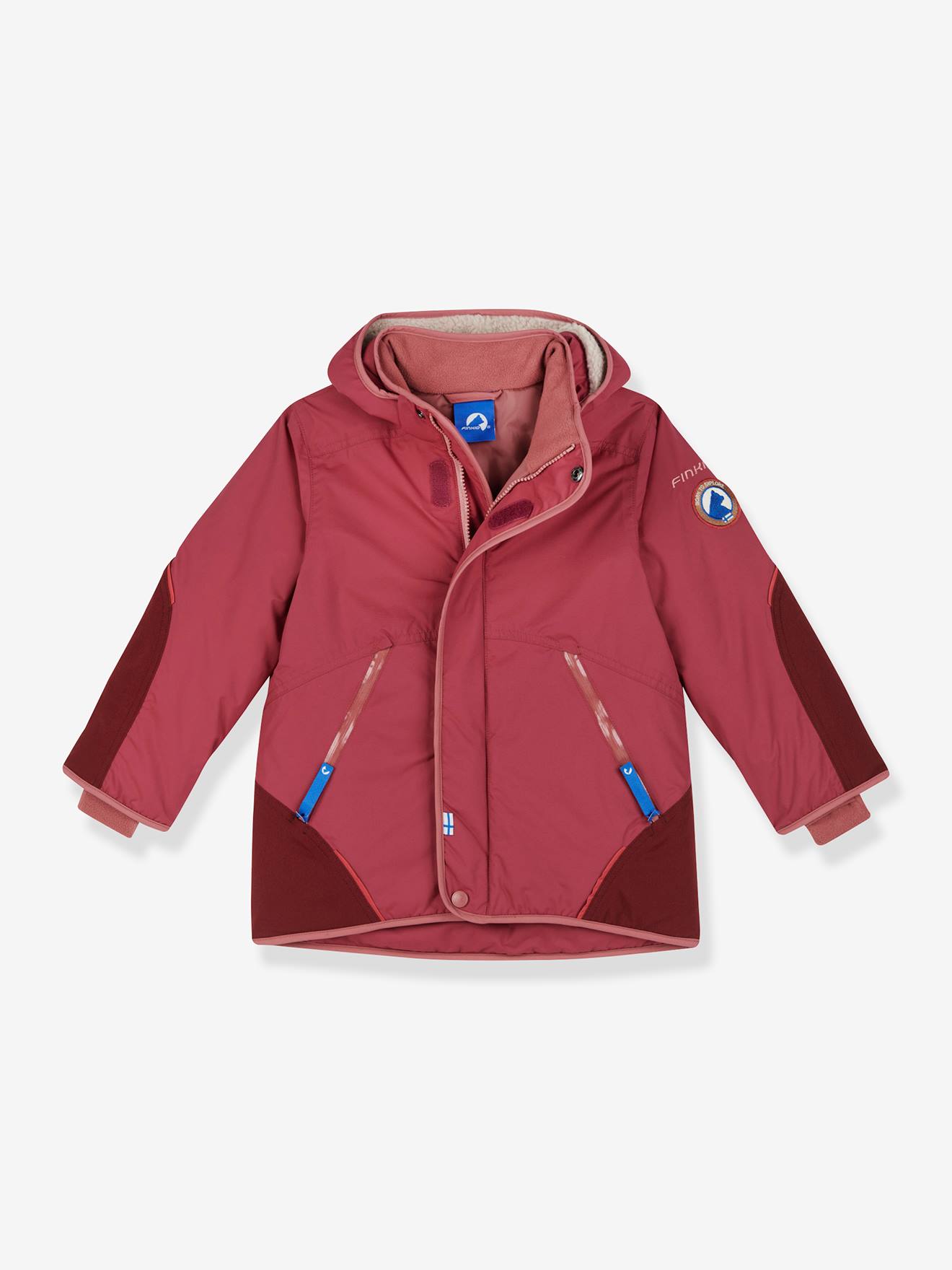 Winterparka voor kinderen TALVINEN HUSKY FINKID, afneembare capuchon framboos