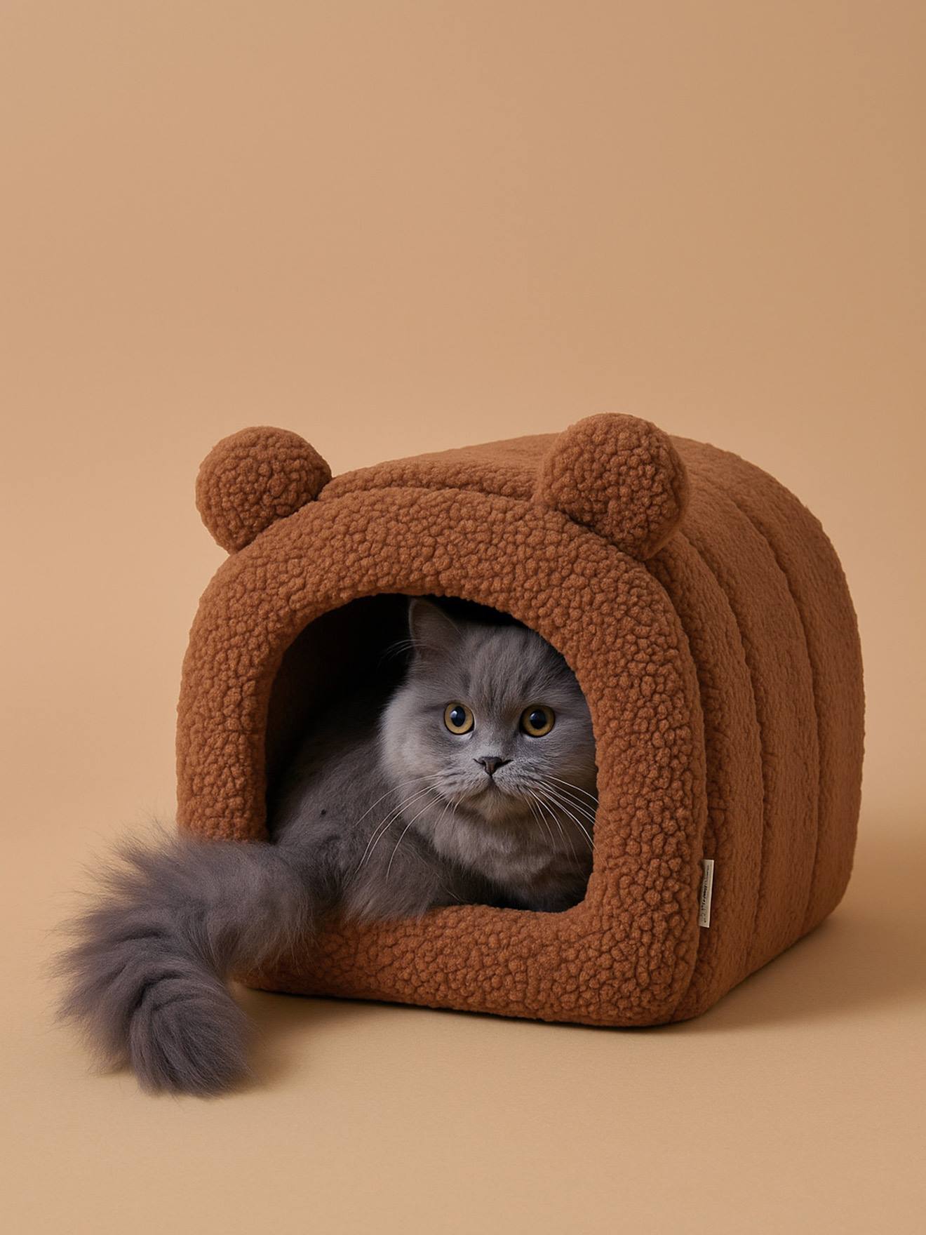 Gesloten kattenmand van sherpa FAMILY kameel afbeelding
