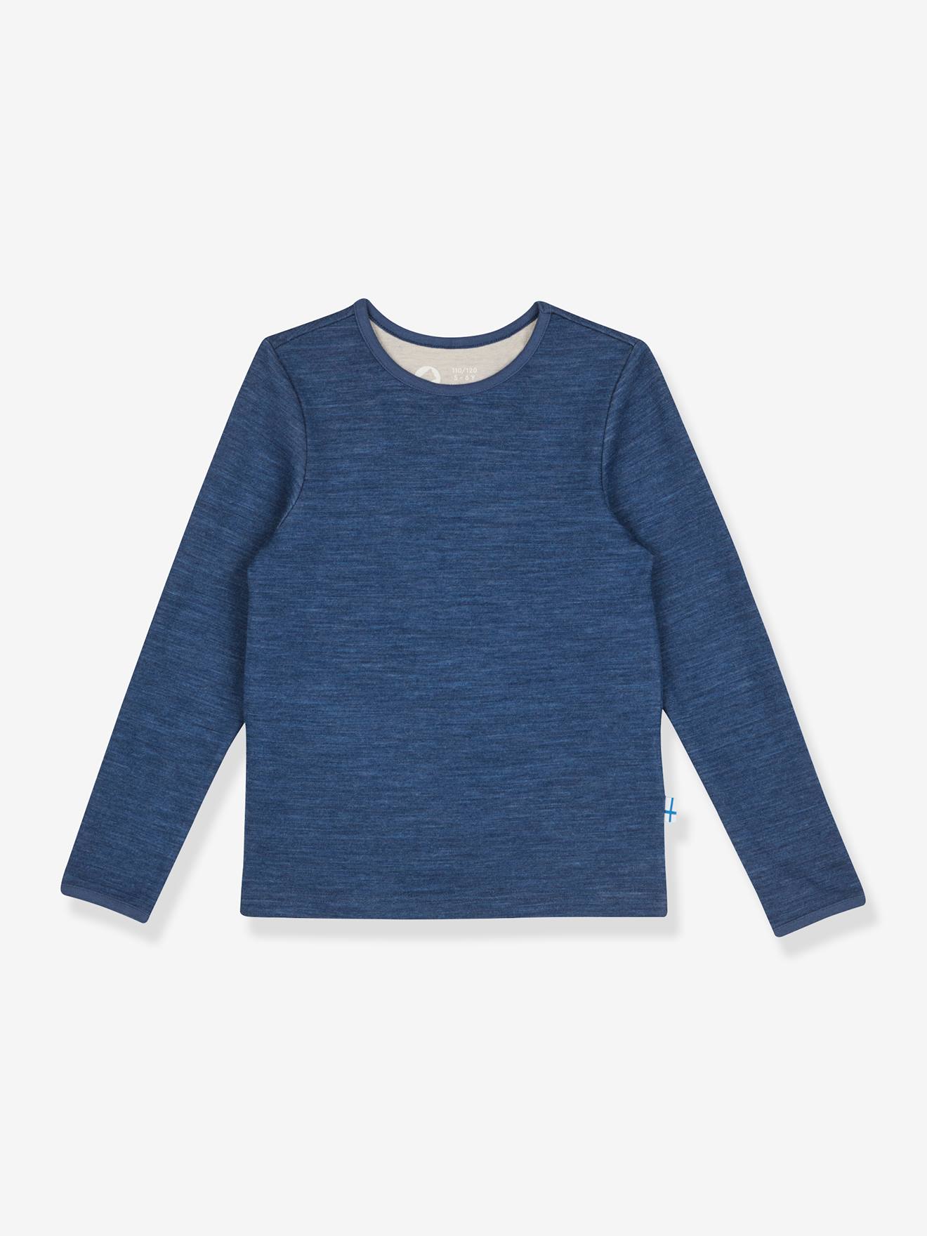 TAAMO SOFT FINKID dubbelzijdige sweater voor kinderen van wol jeansblauw