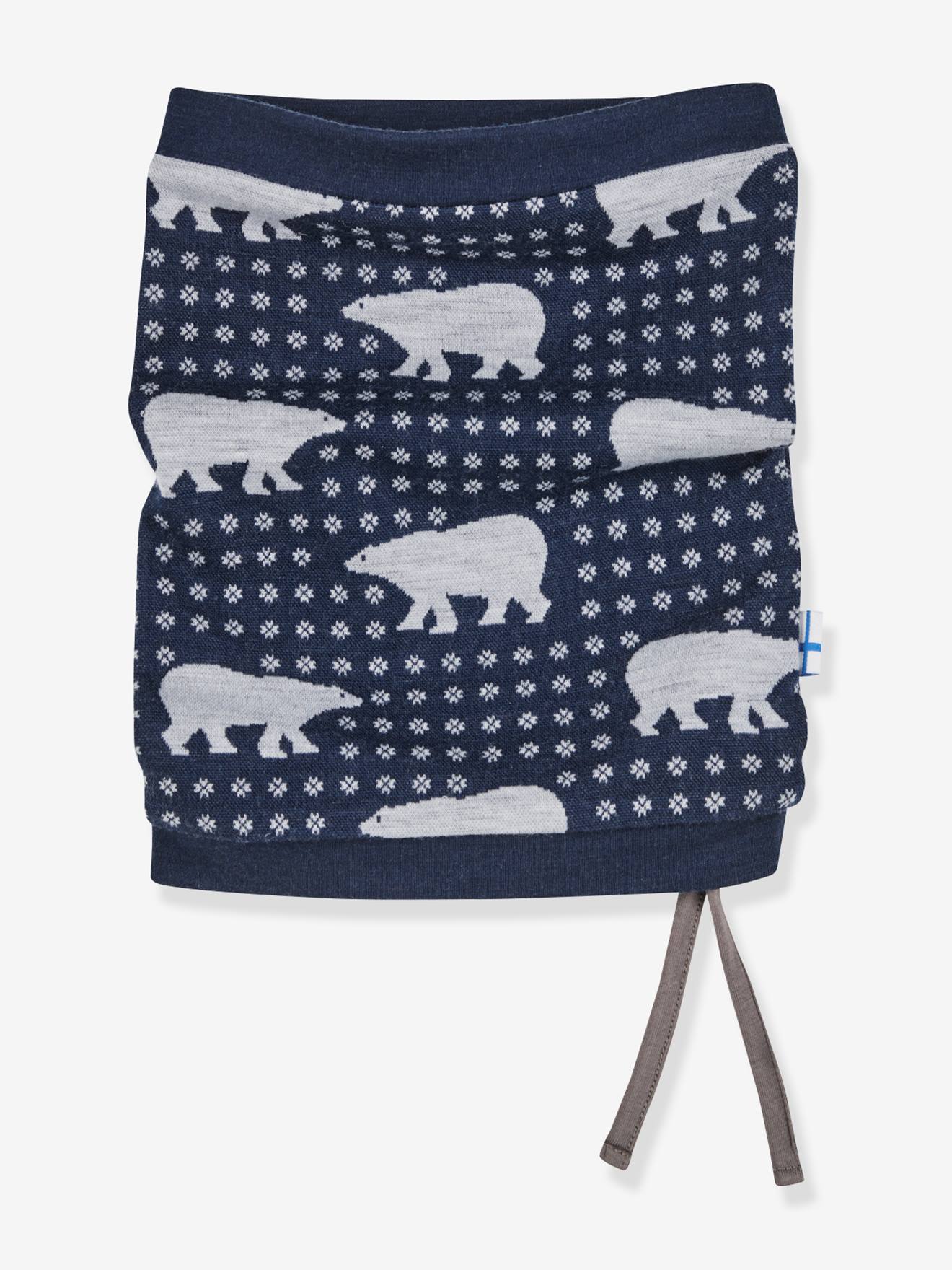 Kinder sjaal TUUBI NORDIK FINKID van wol marineblauw