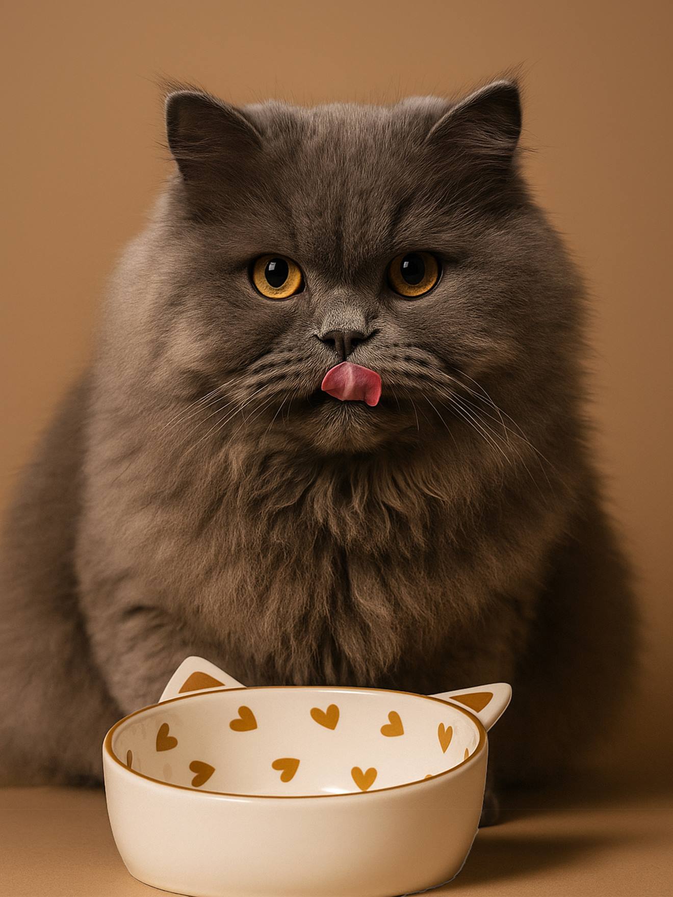 Set van 2 keramische kattenbakken FAMILY wit, bedrukt