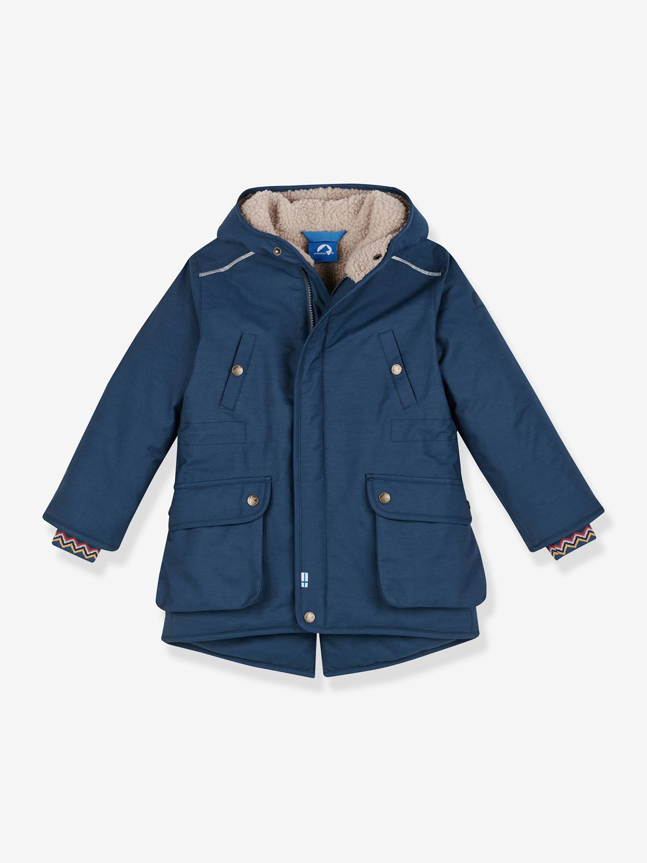 Winterparka voor kinderen TUULIKKI FINKID met teddy fleece voering jeansblauw