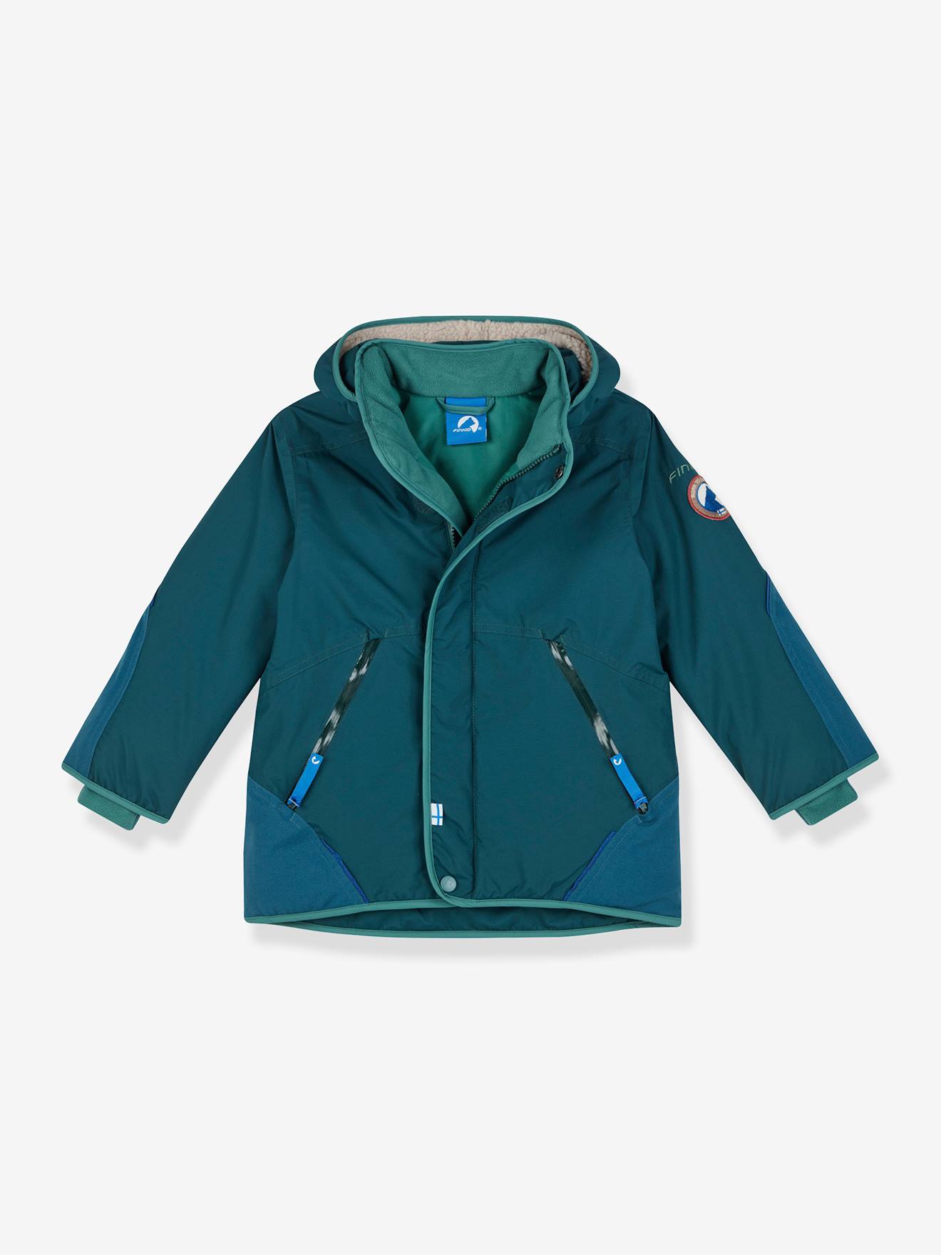 Winterparka voor kinderen TALVINEN HUSKY FINKID, afneembare capuchon petrolblauw