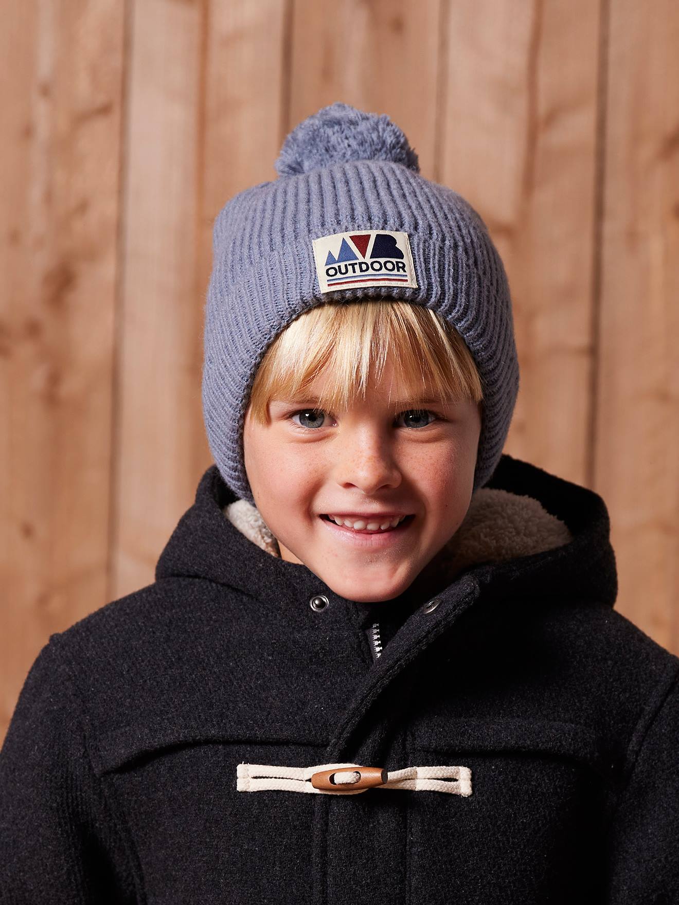 Babyset jongen muts + snood + wanten/handschoenen > grijsblauw afbeelding