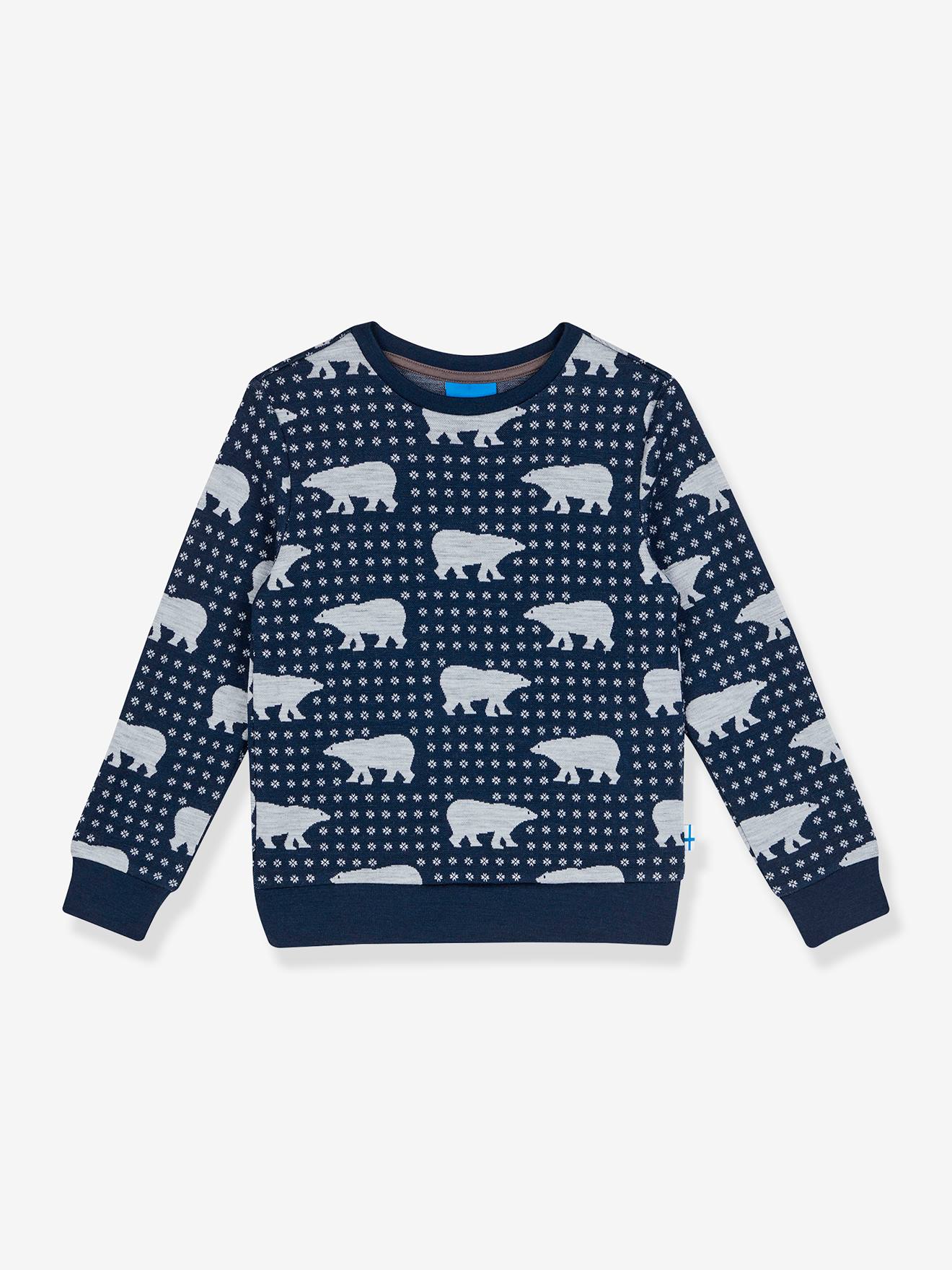 UNIIKKI NORDIK FINKID trui in gebreide stof voor kinderen, beer marineblauw