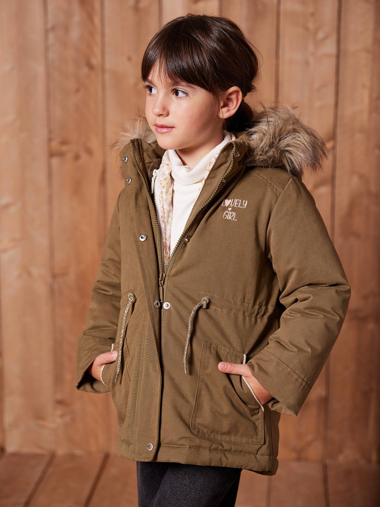 3-in-1 parka met capuchon meisje kaki afbeelding
