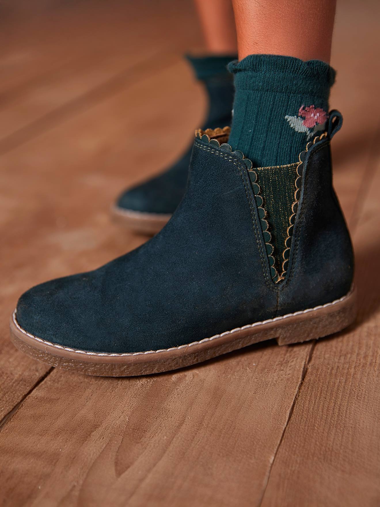 Leren meisjeslaarzen groen afbeelding