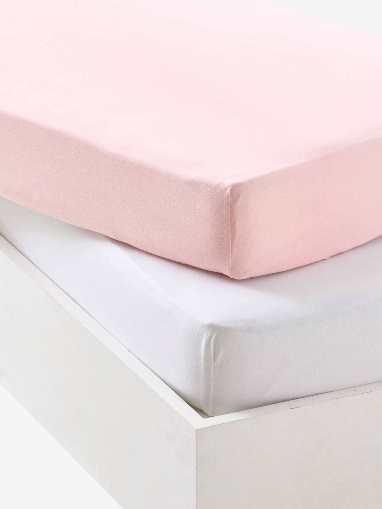 Set van twee babyhoeslakens uit rekbare jersey roze pale afbeelding