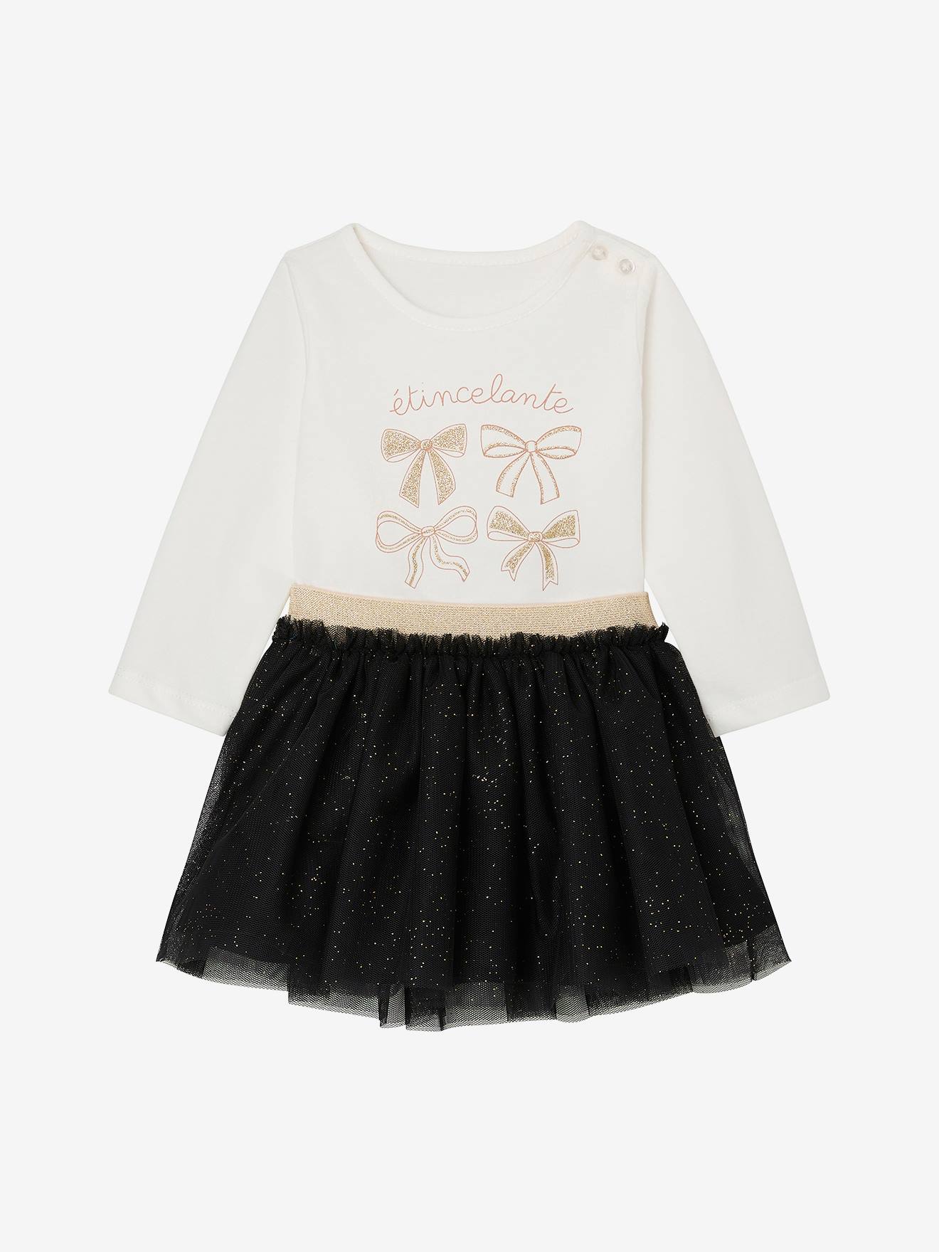 Babyset voor meisjes, t-shirt, rok met glitter zwart afbeelding