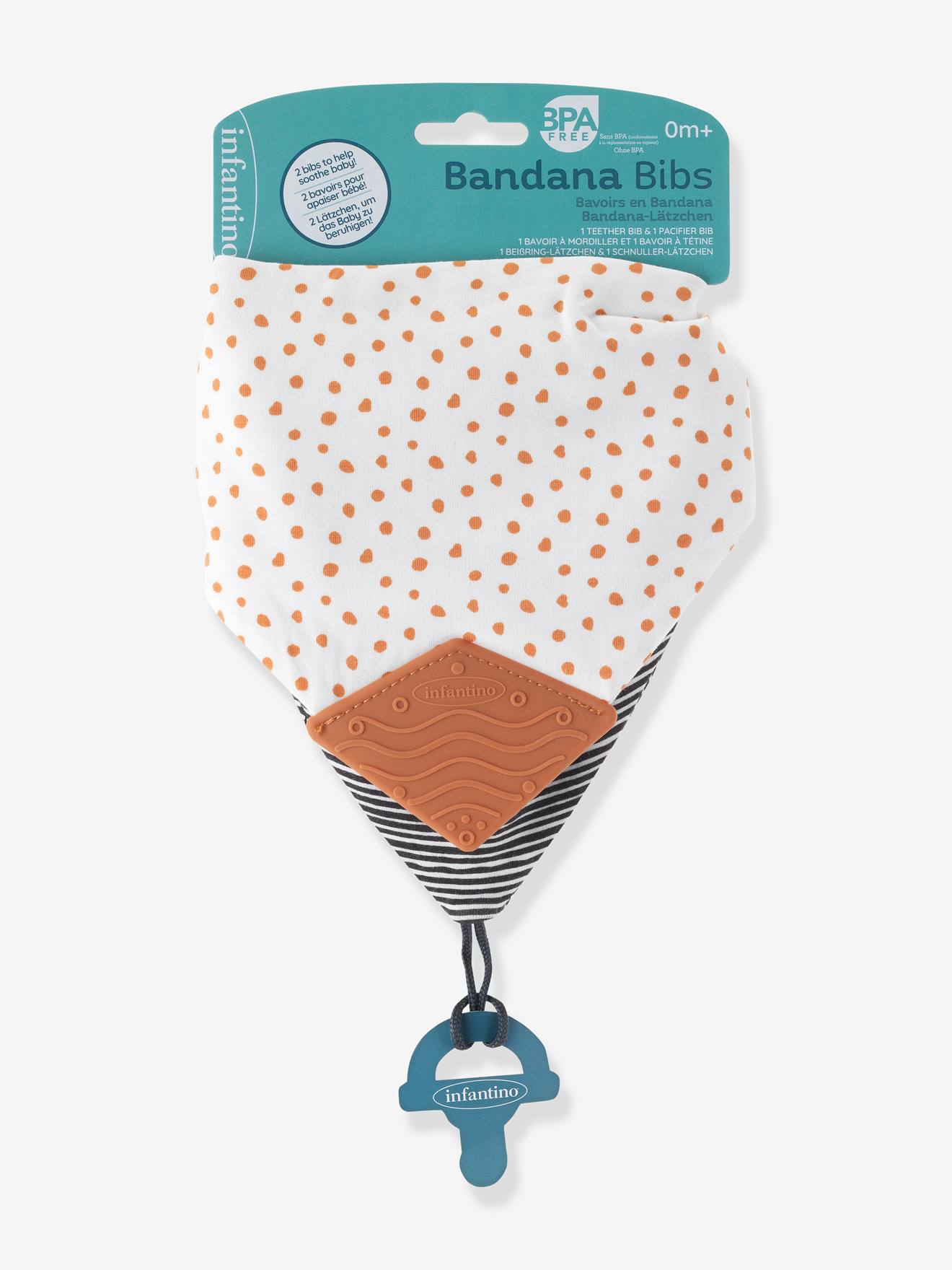 Pack 2 bandana-slobberdoekjes + speenclip - INFANTINO terracotta afbeelding