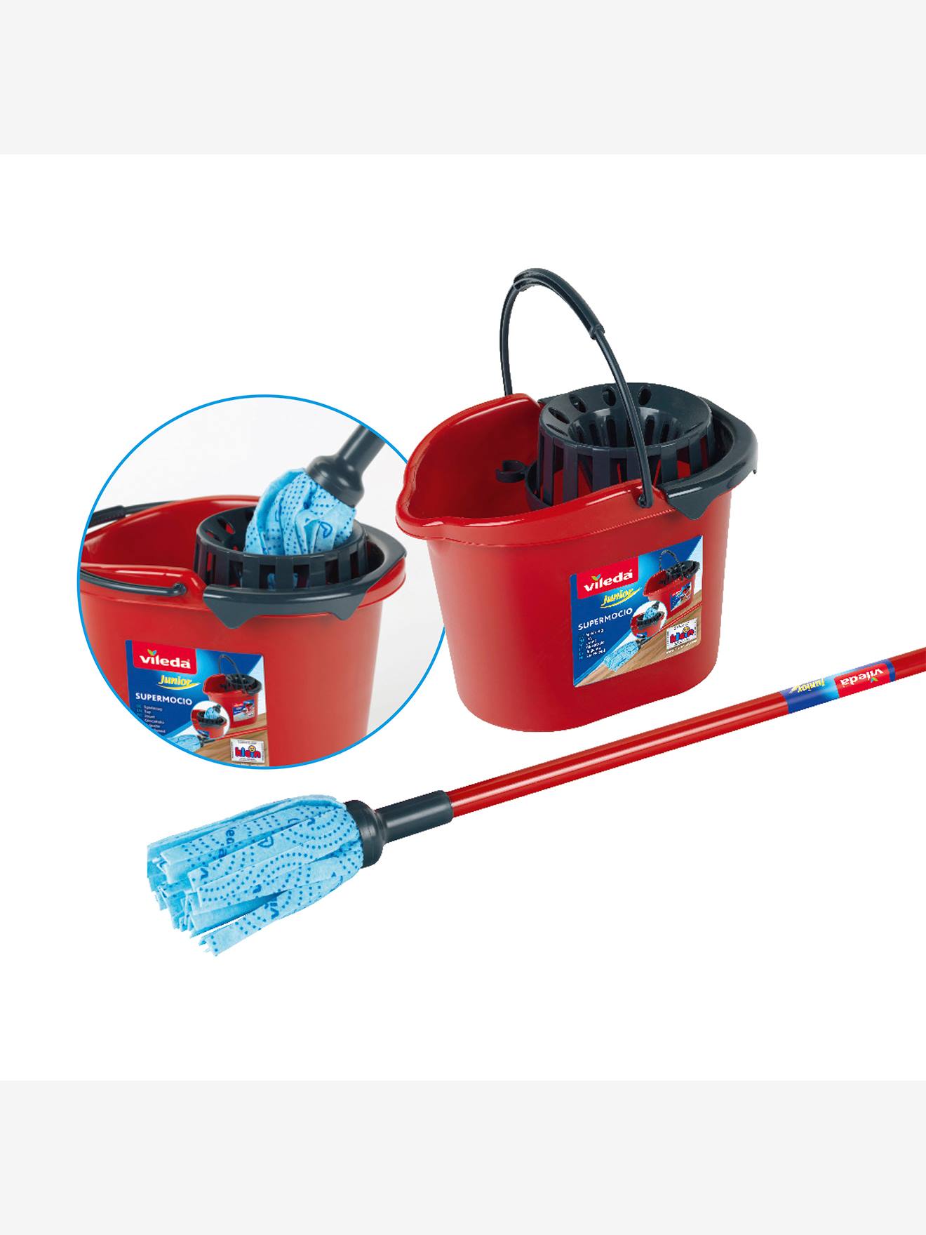 Huishoudset emmer en zwabber meerkleurig