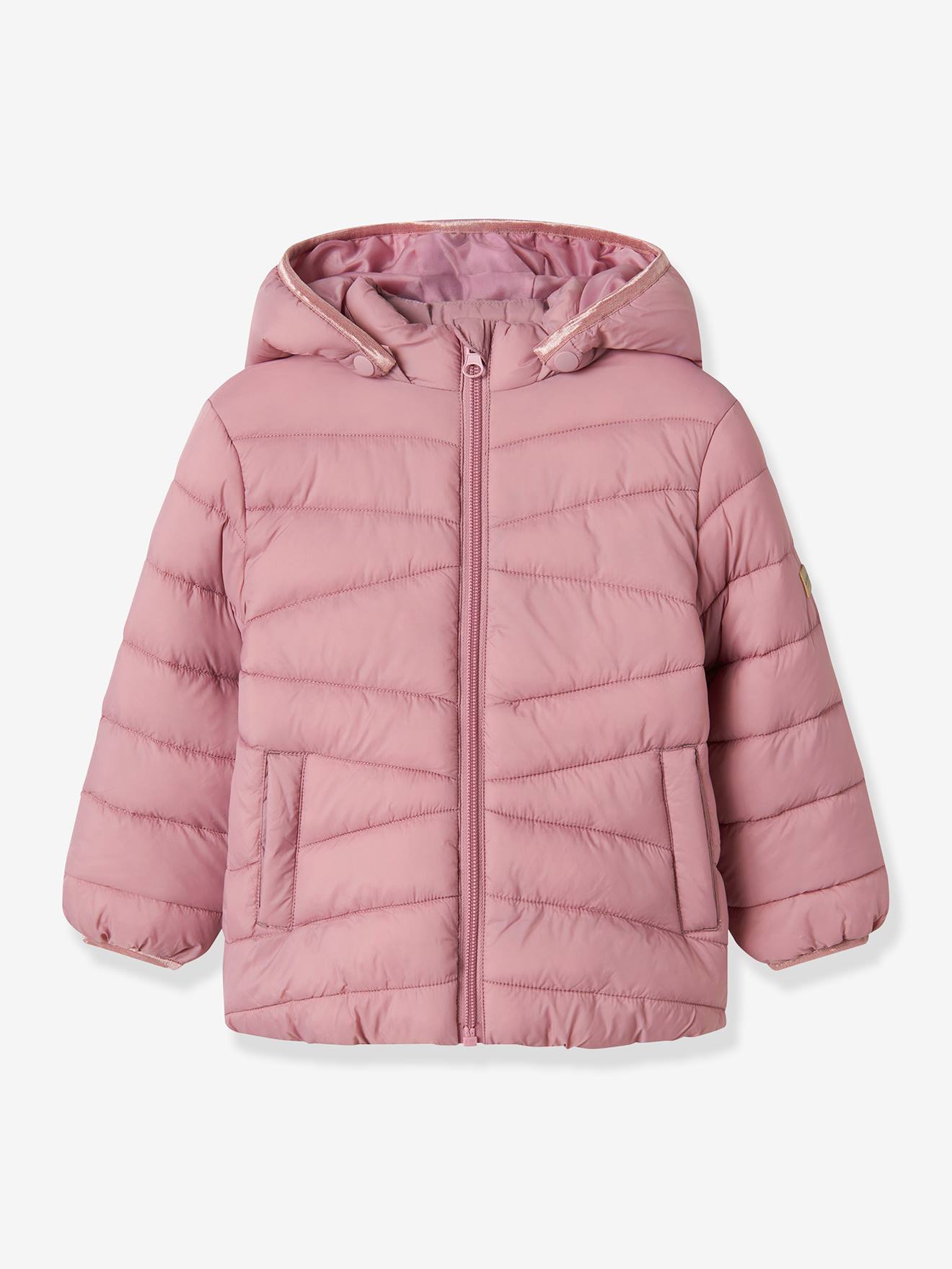 Donsjack met afneembare capuchon voor meisjes NAME IT, reflecterende details lila