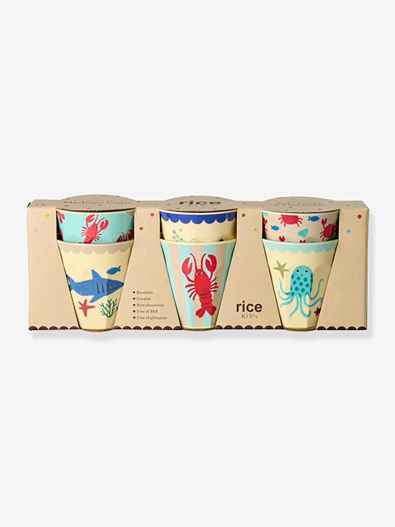 Set van 6 BLUE OCEAN kinderbekers 250 ml RICE meerkleurig