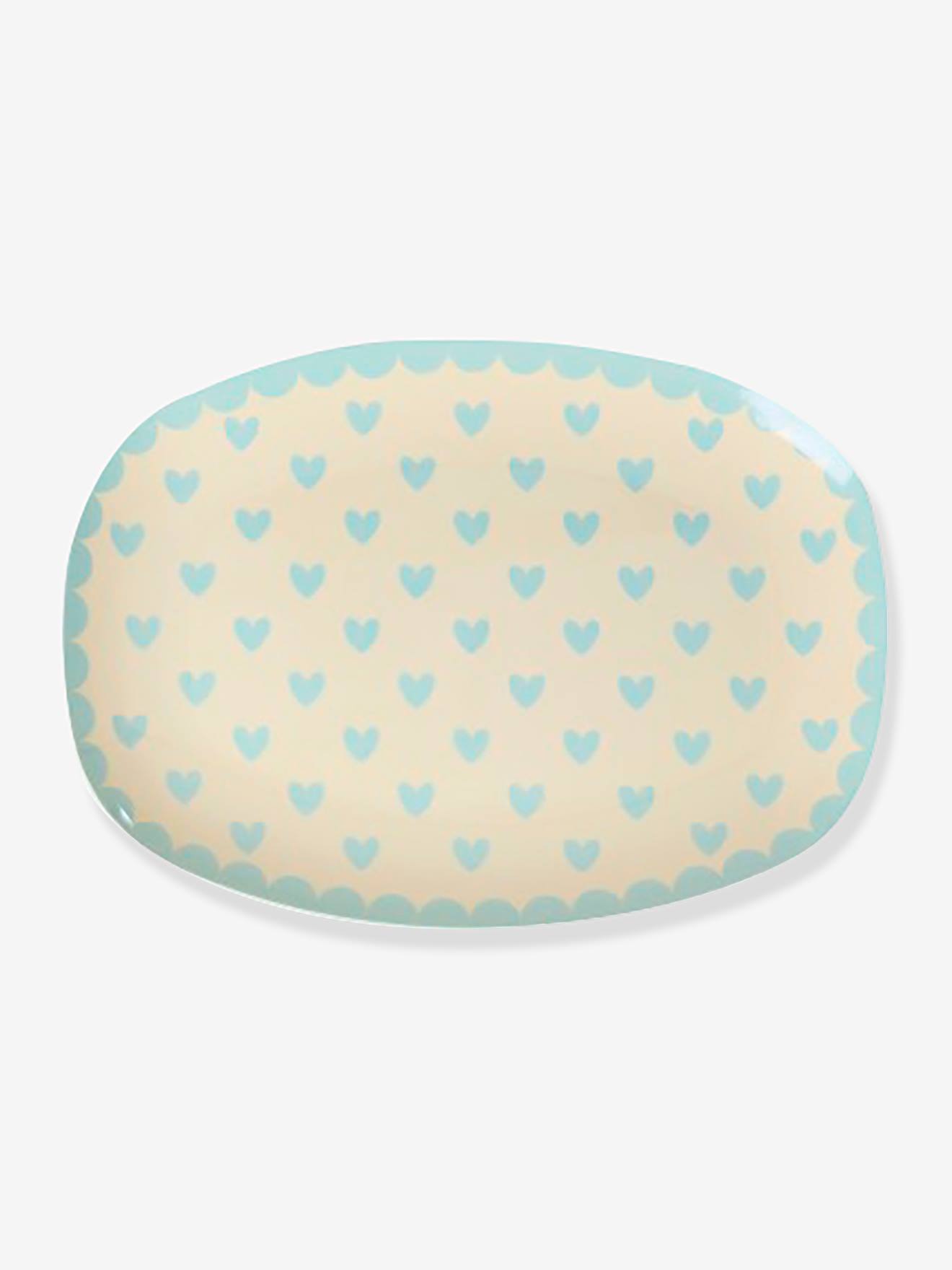 Rechthoekig bord FAVORITE HEARTS kind klein model RICE Red Kiss hemelsblauw