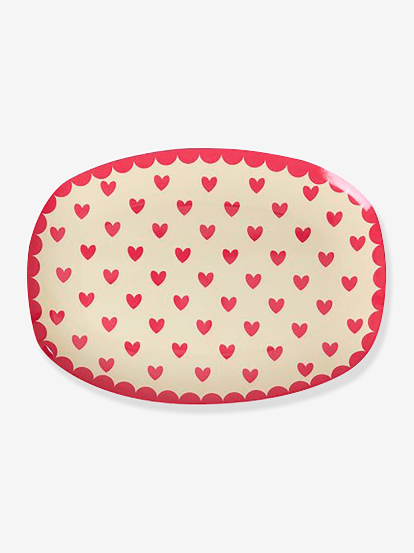 Rechthoekig bord FAVORITE HEARTS kind klein model RICE Red Kiss rood