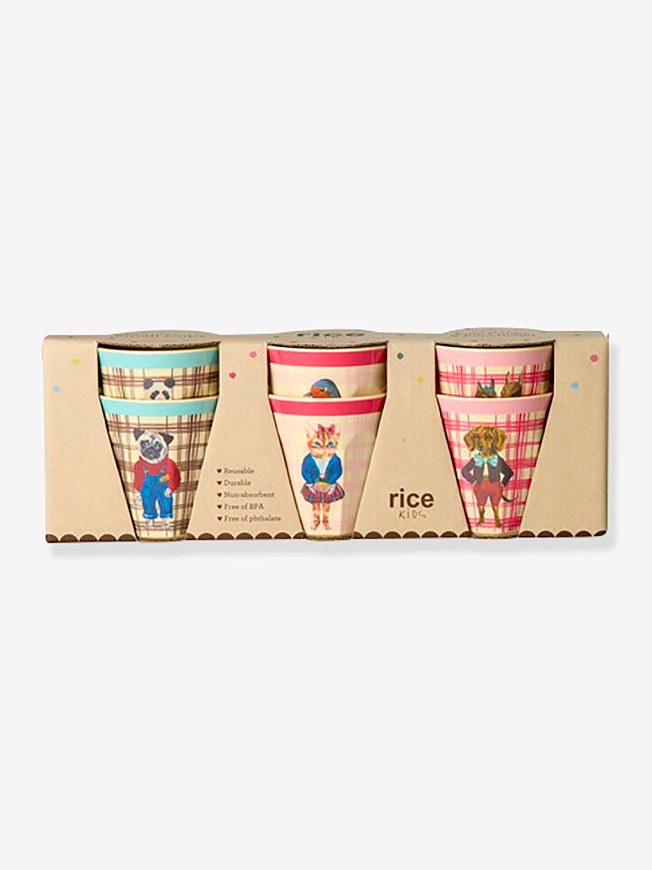 Set van 6 NATHALIE LÃ‰TÃ‰ kinderbekers 160 ml RICE meerkleurig