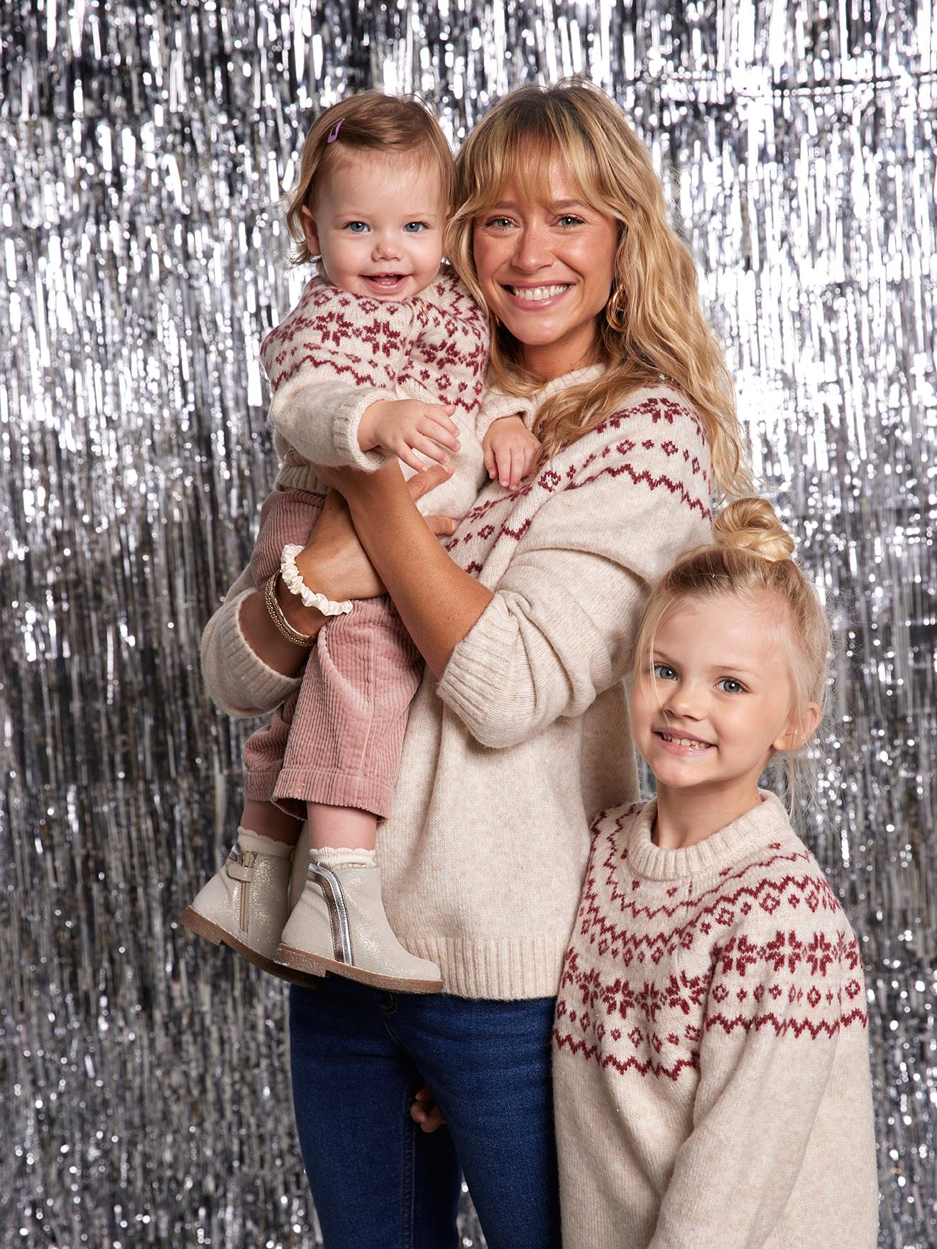Jacquard damestrui capsulecollectie familie Kerst ENVIE DE FRAISE ecru afbeelding