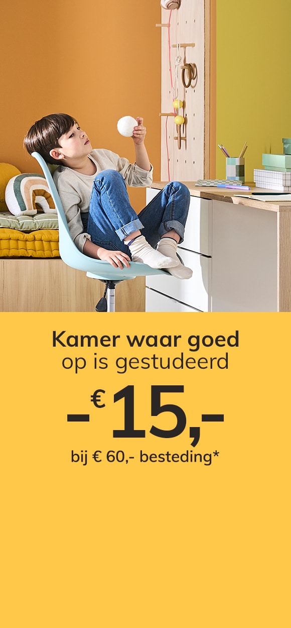 Kamer waar goed op is gestudeerd -€ 10,- bij € 60,- besteding*